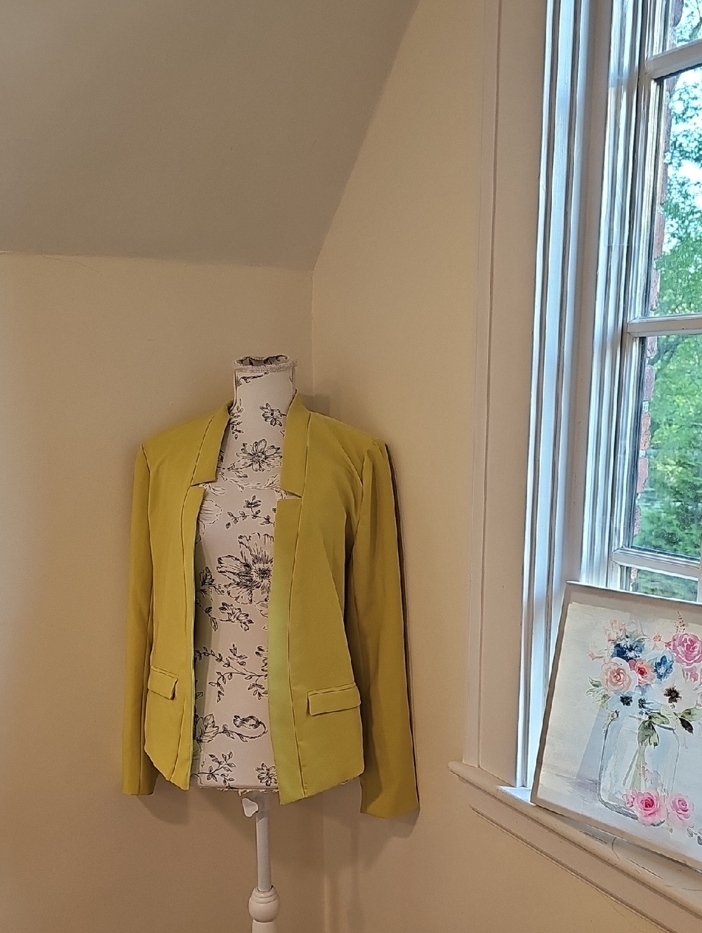 Women's Yellow Open-Front Blazer Jacket